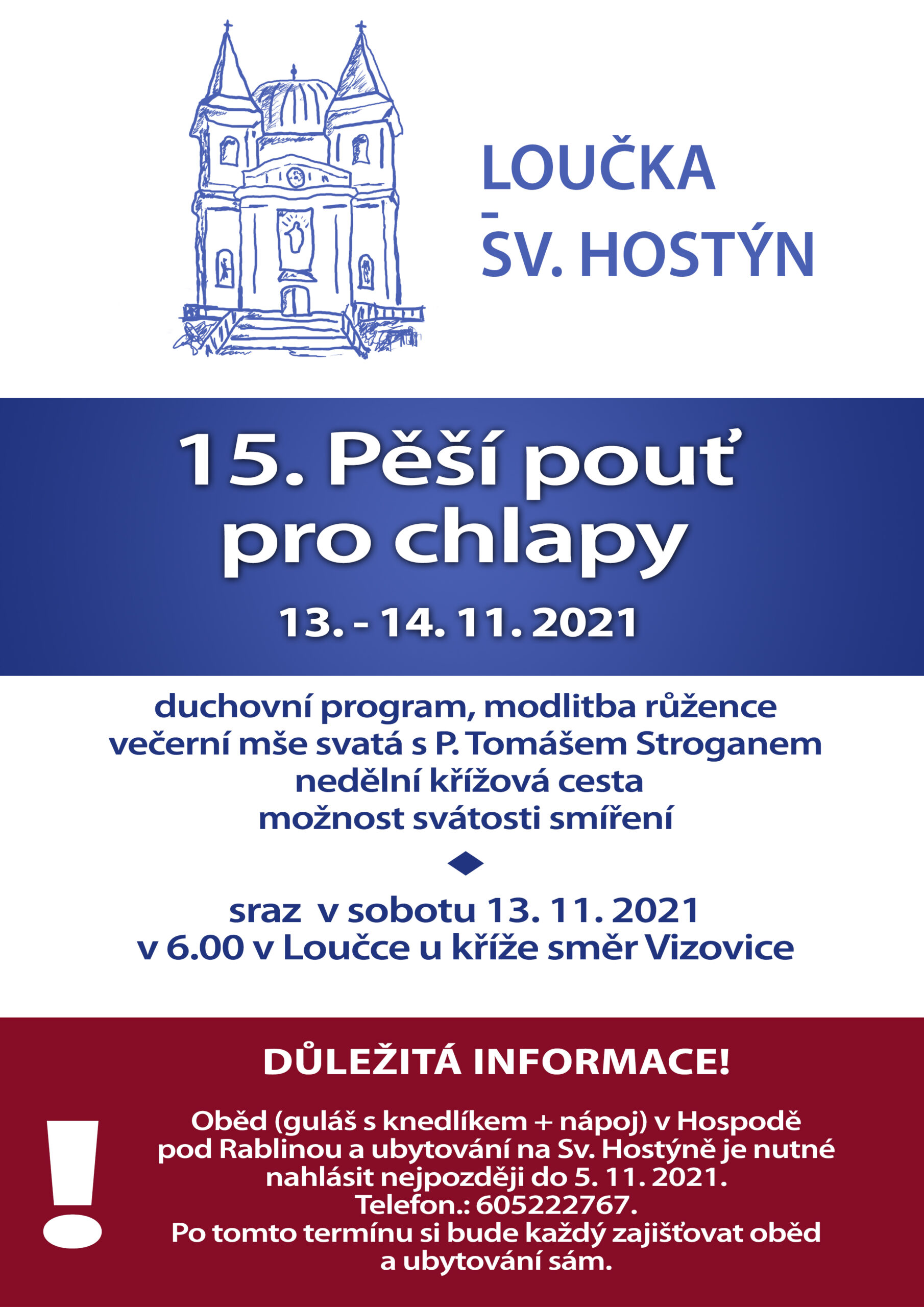 Pozvánka na pouť chlapů 13. - 14. 11. 2021